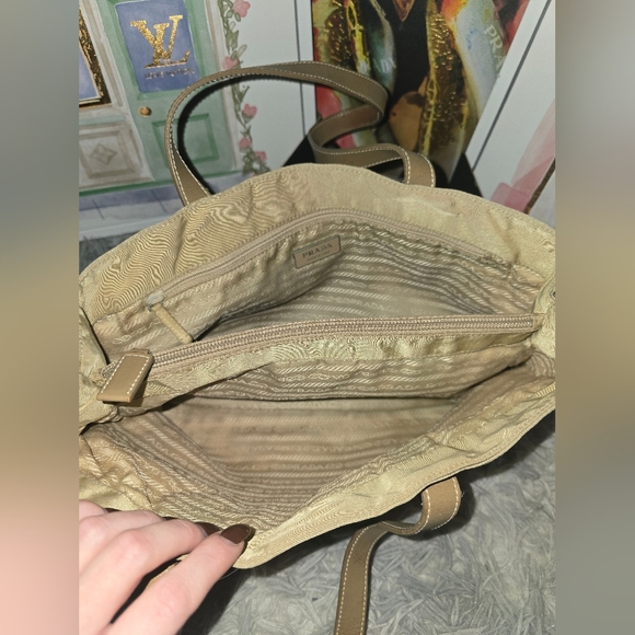 Prada Nylon Small/Medium Tan Shoulder Bag (EUC)(SEE PICS)(148) - Picture 5 of 10